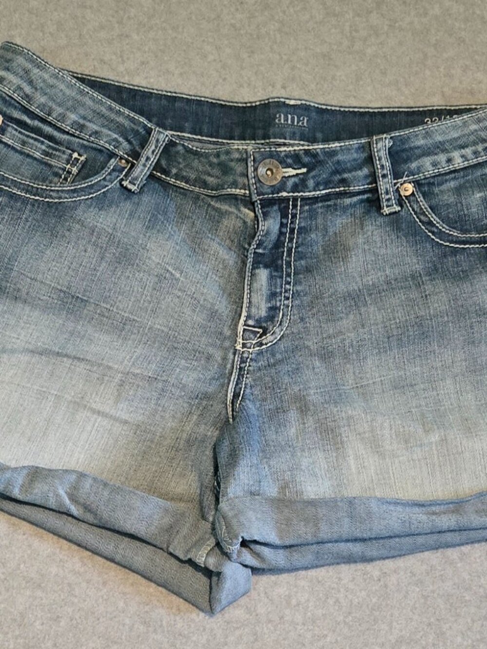 ANA Denim Blue Jean Shorts Cuffed Size Women's 33/16